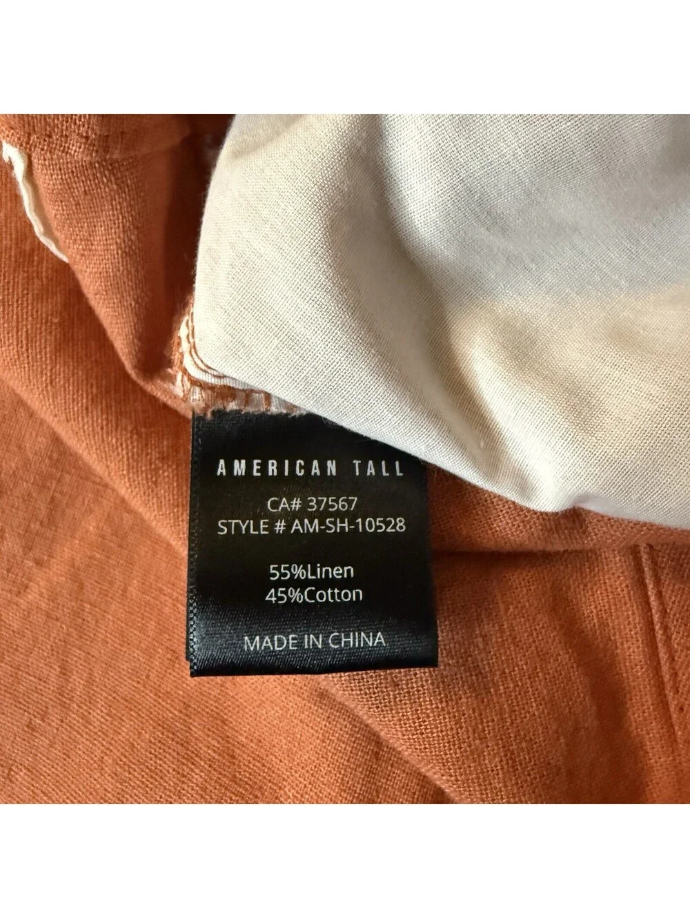 American Tall Men’s Linen Blend Shorts Orange 40XT Casual Flat Front